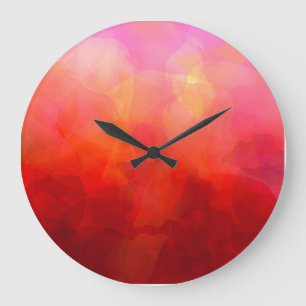 Tief rotes orangefarbenes Gelbfarben Hintergrund Große Wanduhr