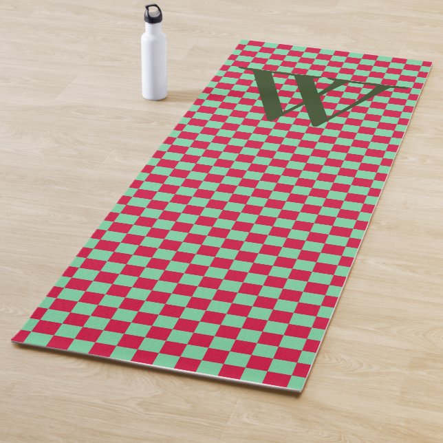Tief rotes und leicht grünes Karton Mit Monogramm Yogamatte (Beispiel)