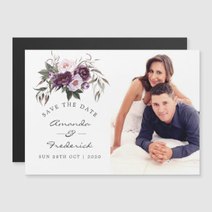 Tief samtige florale Hochzeit - Save-the-Date-Kart Magneteinladung