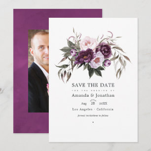 Tief samtige florale Hochzeitsfotos Save The Date