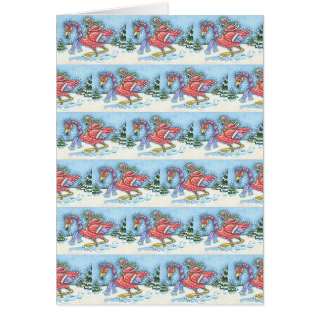 TIEF SCHNEESCHNEE FLAMINGO, CHRISTMAS GREETCARD B (Vorne)