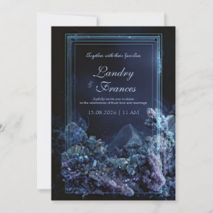 Tief Türkis Amethyst Kristall Neon Rahmen Hochzeit Einladung
