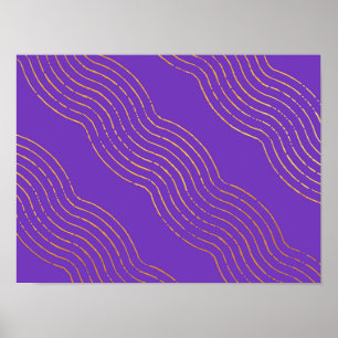 Tief violett-goldfarbene abstrakte Linienstruktur Poster