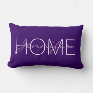 Tief violette Zuhause-Monogramm Lendenkissen