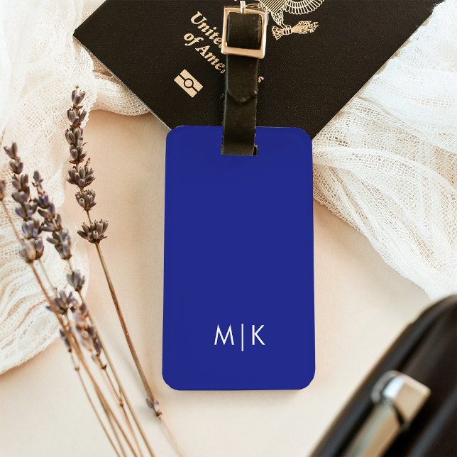 Tiefblau | Modernes Monogramm Gepäckanhänger (Von Creator hochgeladen)