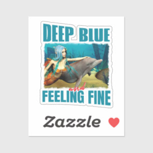 Tiefblau und die Meerjungfrau-Delfin-Kunst fühlt s Aufkleber
