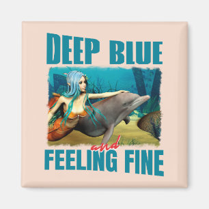 Tiefblau und die Meerjungfrau-Delfin-Kunst fühlt s Magnet