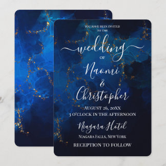 Tiefblaue Alkohol-Tinte Hochzeit individuell Einladung