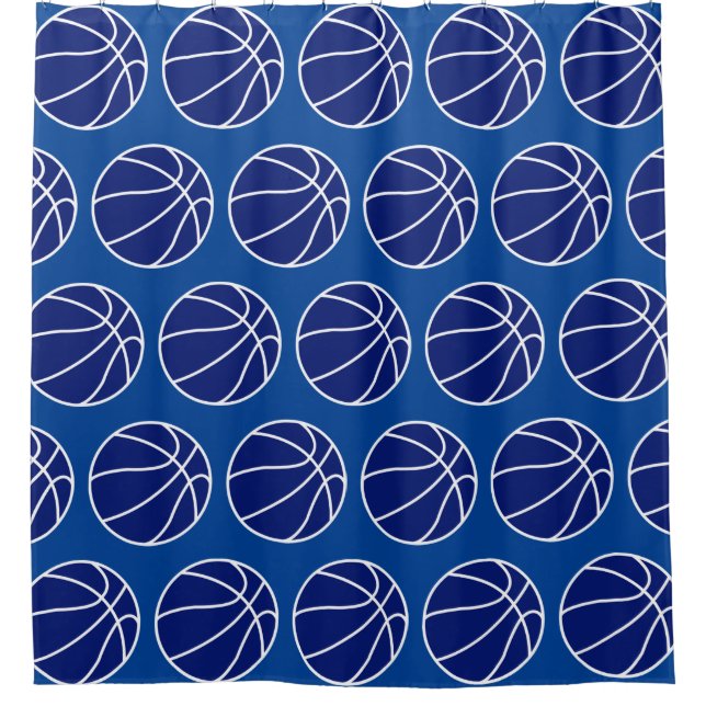 TIEFBLAUE BASKETBALL DUSCHVORHANG (Vorderseite)