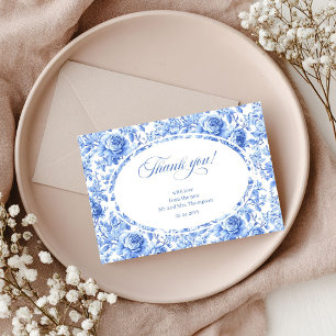 Tiefblaue Blumen Elegante Hochzeits-Dankeskkarte Dankeskarte