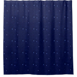 Tiefblaue Duschvorhang mit winzigen Sternen