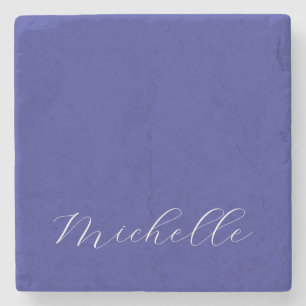 Tiefblaue Farbe Schlichte Moderne Eigene Name Kall Steinuntersetzer