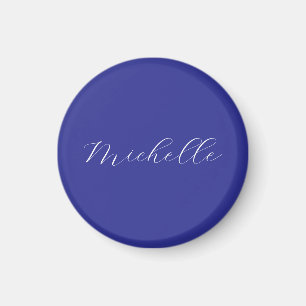 Tiefblaue Farbe Schlichte Moderne Eigener Name Kal Magnet