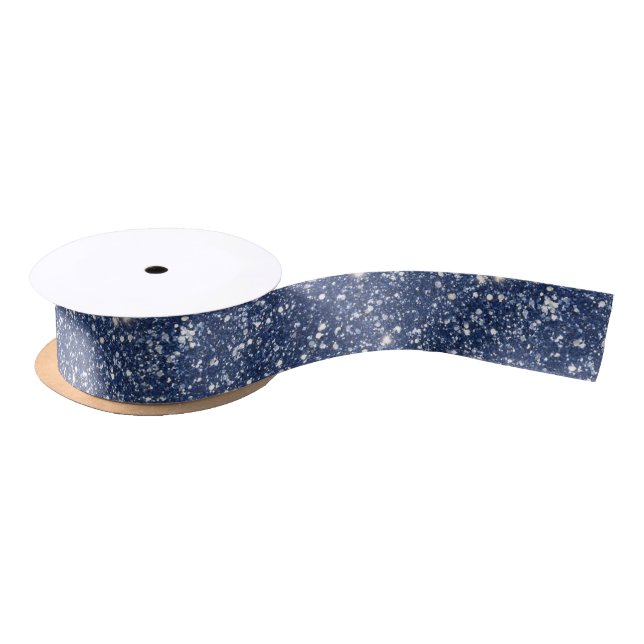 Tiefblaue Glitter-Geburtstag Satinband (Spule)