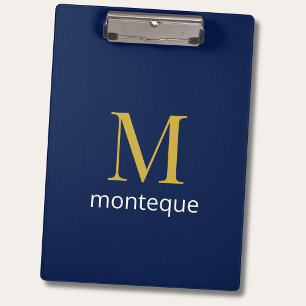 Tiefblaue Gold-Monogramm-Personalisierung Luxus Klemmbrett