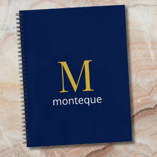 Tiefblaue Gold-Monogramm-Personalisierung Luxus Notizbuch