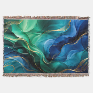 Tiefblaue grüne Fluidlinien Decke