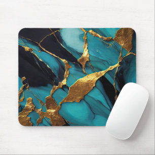 Tiefblaue Marmor mit kräftigen goldenen Adern Mousepad