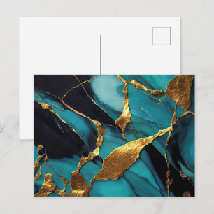 Tiefblaue Marmor mit kräftigen goldenen Adern Postkarte