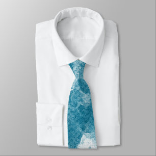 Tiefblaue Marmor-Wasserfarben-Kunst in Teal  Krawatte