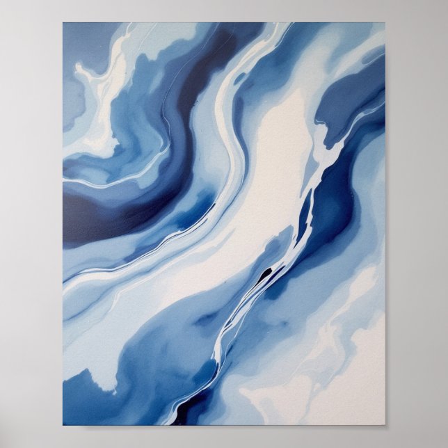 Tiefblaue Marmorierung Poster (Vorne)