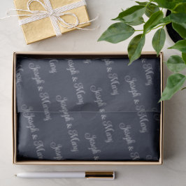 Tiefblaue & Metallische Schrift Golfplatz-Hochzeit Seidenpapier