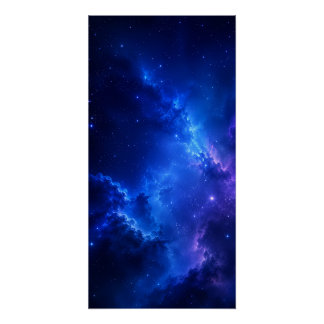 Tiefblaue Nebelgalaxie Poster