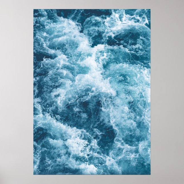 Tiefblaue Ozeanwellen Fotografie Poster (Vorne)