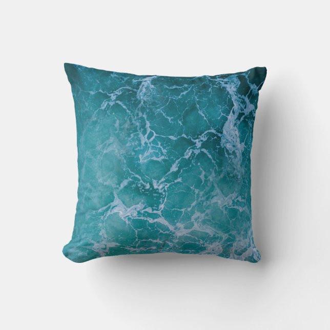 Tiefblaue Ozeanwellen Kissen (Vorderseite)