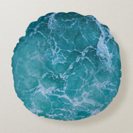 Tiefblaue Ozeanwellen Rundes Kissen