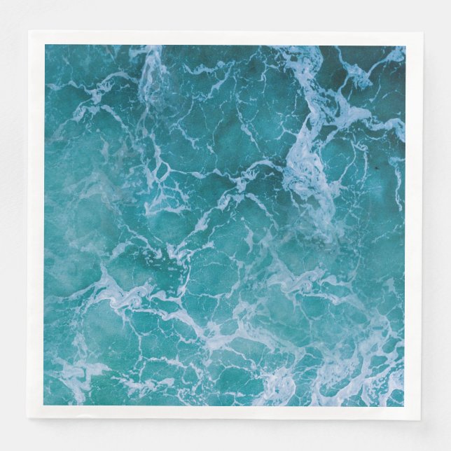 Tiefblaue Ozeanwellen Serviette (Vorderseite)