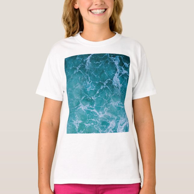 Tiefblaue Ozeanwellen T-Shirt (Vorderseite)