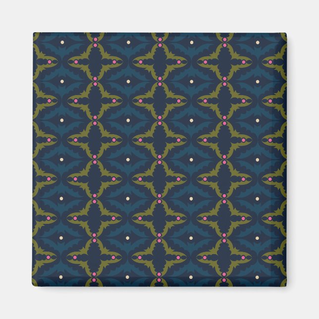Tiefblaue Retro-Vintage-Muster  Magnet (Vorne)