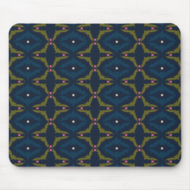 Tiefblaue Retro-Vintage-Muster  Mousepad (Vorne)