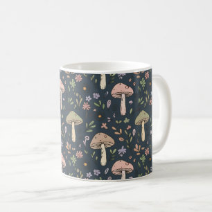 Tiefblaue Schieferblau Moody Pilz All-Over-Print Kaffeetasse