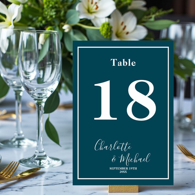 Tiefblaue Skript-Minimalist-Hochzeit Tischnummer (Von Creator hochgeladen)