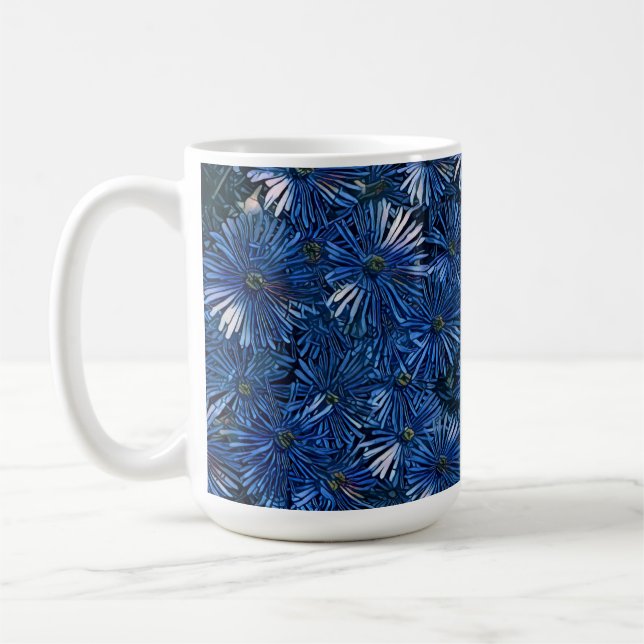 Tiefblaue stilisierte Blumen Teetasse / Kaffeetass (Links)