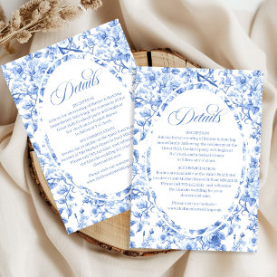 Tiefblaue Toile-Blumen-Hochzeitswochenende-Details Begleitkarte