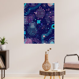 Tiefblaue Träume Abstrakte Kunst Poster