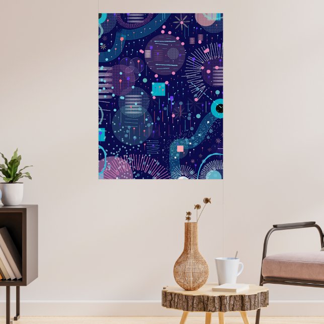 Tiefblaue Träume Abstrakte Kunst Poster (Wohnzimmer 3)