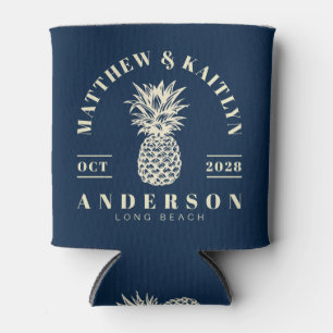 Tiefblaue tropische Ananas Hochzeitskrone Dosenkühler