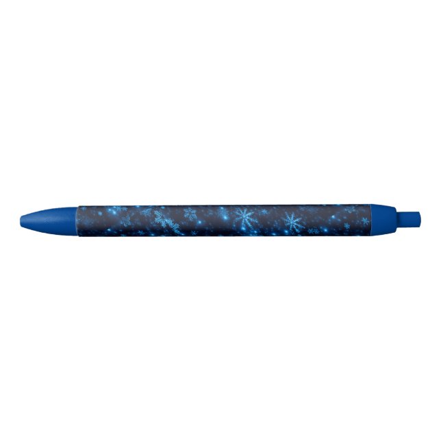 Tiefblaue und helle Schneeflocken Pen Kugelschreiber (Vorderseite)