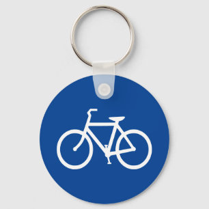 Tiefblaue und weiße Fahrradumrandung Schlüsselanhänger