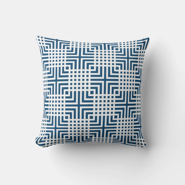 Tiefblaue und weiße japanische Druckkissen Kissen (Vorderseite)