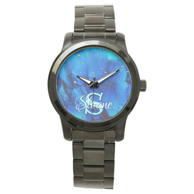 Tiefblaue Unterwasser-Alkoholtink Armbanduhr (Vorderseite)