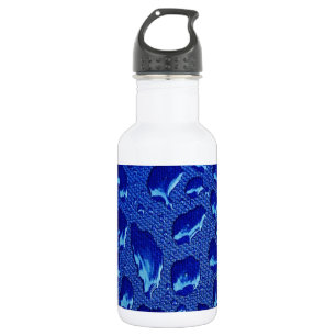 Tiefblaue Wassertropfen Edelstahlflasche