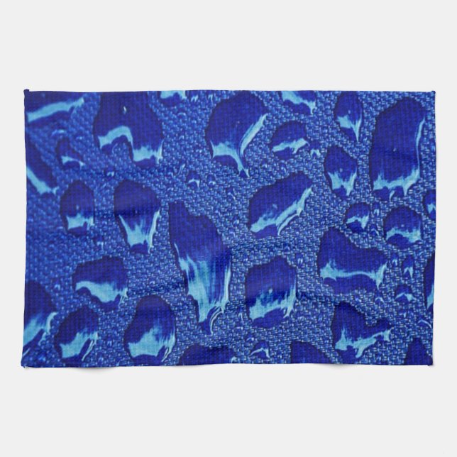 Tiefblaue Wassertropfen Geschirrtuch (Horizontal)