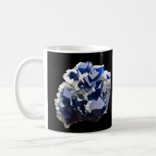 Tiefblauer Fluorit-Kristall Calcit Lebendige Kunst Kaffeetasse