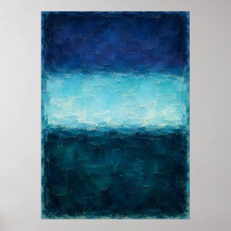 Tiefblauer Horizont-Abstrakt mit leuchtendem Cyan- Poster