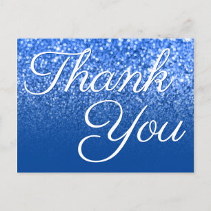 Tiefblauer Ombre-Bokeh-Glitter-Danke Postkarte